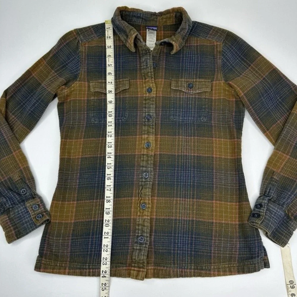 Patagonia Womens Fjord 4 Organic Cotton Flannel Plaid Button Down Shirt Brown - Picture 10 of 13